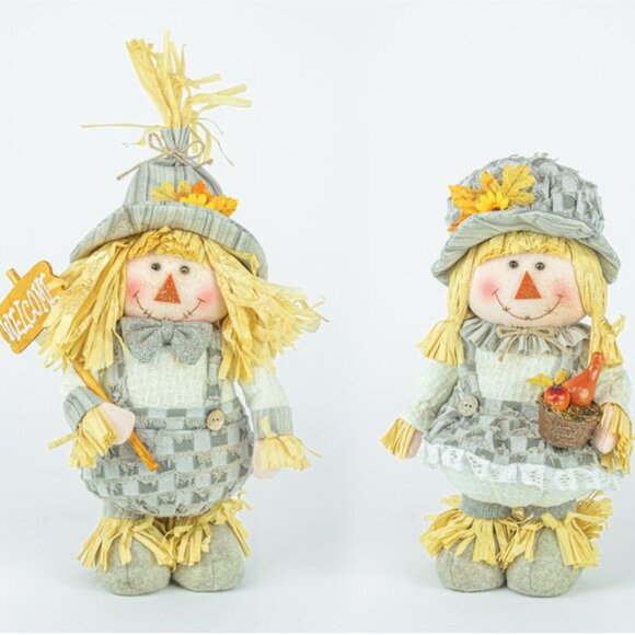 Gray Fall Scarecrow Stander- Set of 2 - Picture 1 of 1